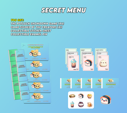 Secret Menu (5 Game Units + Sticker Sheet + Enamel Pin) 25% OFF