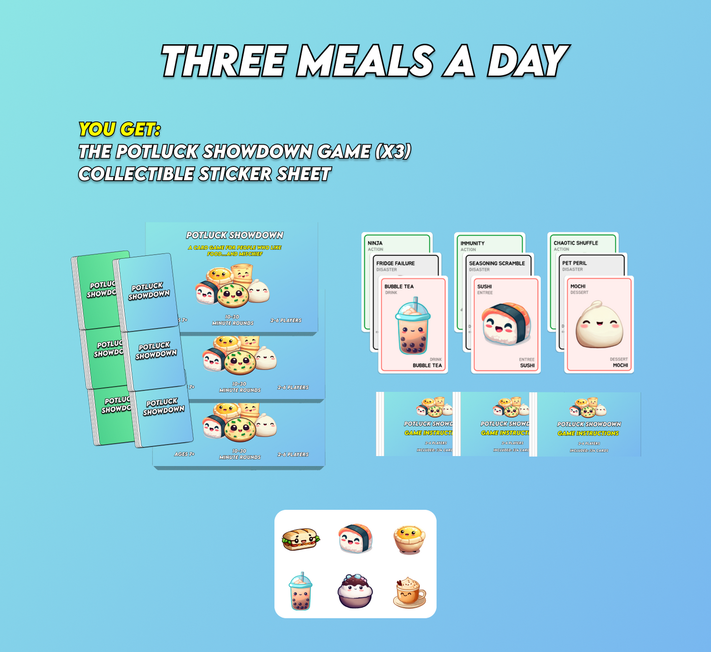 Three Meals A Day (3 Game Units + Sticker Sheet) 15% OFF